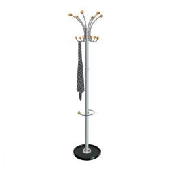 Cheap Stationery Supply of 5 Star Facilities Coat Stand with Umbrella Holder 6 Pegs 6 Hooks Base of 380mm Height of 1780mm Grey/Wood 149298 Office Statationery