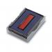 A photo of Trodat Stamp Pads and Printy Wording Replacement Ink Cartridges shows 10 packs of red and blue cartridges. The stamps and cartridges are neatly displayed and the ink is visible in each cartridge.