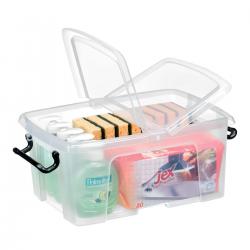 Cheap Stationery Supply of Strata Smart Box Clip-On Folding Lid Carry Handles 12 Litre Clear HW671CLR 152324 Office Statationery