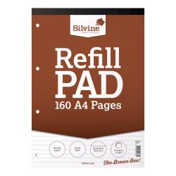 Cheap Stationery Supply of Silvine Refill Pad Headbound 75gsm Ruled Perforated Punched 4 Holes 160pp A4 Brown A4RPF Pack of 6 153458 Office Statationery