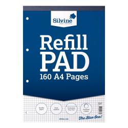 Cheap Stationery Supply of Silvine Refill Pad Headbound 75gsm 5mm Squared Perf Punched 4 Holes 160pp A4 Blue A4RPX Pack of 6 153514 Office Statationery