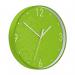 A slim green wall clock with a diameter of 290mm and a depth of 43mm. It is from the Leitz WOW collection by ACCO Brands, characterized by its vibrant color. The clock features clear time indicators and precise clock hands against a simple white background.
