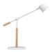 This picture shows a sleek and modern Unilux Vicky LED desk lamp in white and beech wood. The 9W LED light provides bright and efficient lighting for any workspace. The lamp features a flexible arm and head to easily adjust the angle and direction of light. Perfect for any contemporary office or study.
