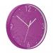 The photograph features a stunning purple ACCO Brands Clocks Leitz WOW Wall Clock, measuring 290x290x43mm. Its vibrant color and sleek design make it a standout piece for any wall in your home or office. The clock also includes the Leitz brand logo, adding a touch of sophistication to its look.