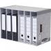 The Fellowes Bankers Box System Fastfold Shell File Store Module in grey is a sturdy storage solution measuring 580mm in width, 290mm in depth, and 400mm in height. The fastfold design allows for quick and easy assembly, while the shell construction provides durability and protection for important documents. Perfect for any office or home organization needs.