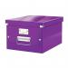 This photograph captures a sturdy purple storage box, collapsible for convenience and specially designed for A4 documents. The Leitz Click & Store label adds a touch of style to this practical storage solution from ACCO Brands.