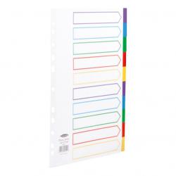 Cheap Stationery Supply of Concord Dividers 10-Part Polypropylene Reinforced Coloured-Tabs 120 Micron A4 White 06901 18180X Office Statationery