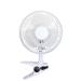 The 5 Star Fans 5 Star Facilities Clip-On Fan has a sleek white design and measures 6 inches in diameter. It features a tilt function for custom air flow and has a 2-speed setting. The fan includes a 1.25-1.3m cable for easy placement on a desk or shelf.