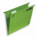 In the photo, the Hamelin Suspension Filing Elba Verticflex Ultimate Suspension File is displayed in vibrant green color. The file features a 15mm V-base and is made of durable 240gsm Manilla material. A4-sized documents fit perfectly inside, providing ample storage space. The suspension file has a sleek and professional appearance, making it ideal for organizing important documents in an office or home setting. The pack contains 25 files, ensuring plenty of storage options.