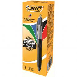 Cheap Stationery Supply of Bic 4-Colour Grip Pro Ball Pen Medium 1.0mm Tip 0.32mm Line Blue Black Red Green 8922931 Pack of 12 217043 Office Statationery