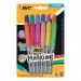 The photograph captures a pack of 12 BIC Permanent Markers from the Colour Collection. With a non-toxic formula, these markers feature fine tips of 1.8mm and 0.8mm, and come in assorted colours. Perfect for a variety of creative projects.