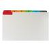 In the photograph, there is a set of 5 Star office guide cards arranged neatly in a 5 Star card indexing system. The cards are white and reinforced, with vibrant colored tabs for easy organization. The size of each card is 8x5 inches (203x127mm), making it the perfect size for any standard filing system. The cards are clearly labeled with the letters A-Z, making it simple to find the desired information. The overall appearance is clean and professional, making it a great addition to any workspace.