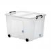 Strata Smart Box Clip-On Folding Lid Carry Handles 75 Litre Clear with Black Wheels Ref HW676CLR