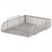 This picture features 5 sleek and durable 5 Star letter trays in a silver mesh design. The trays are scratch resistant, stackable, and can hold foolscap sized papers in a front load portrait orientation. Great for organizing and streamlining any office space.
