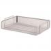 This photograph features a set of stackable 5 Star Office Mesh Letter Trays. The trays are scratch resistant and have a sleek silver design. They are side loading and fit landscape foolscap size documents.