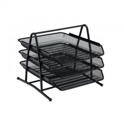 Cheap Stationery Supply of 5 Star Office Mesh Letter Tray 3 Tier Scratch Resistant Stackable Front Load Portrait Foolscap Black Office Statationery