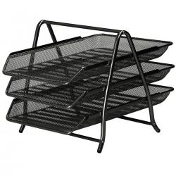 Cheap Stationery Supply of 5 Star Office Mesh Letter Tray 3 Tier Scratch Resistant Stackable Front Load Portrait Foolscap Black Office Statationery