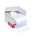 The image shows a stack of 5 Star Listing Paper, consisting of two-part carbonless sheets. The paper is micro-perforated for easy tear-off, and is A4 sized and colored white and yellow. The paper is labeled with 5 Star Office and there are 1000 sheets in the stack.