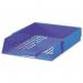 This picture features a set of 5 blue 5 Star letter trays made of high-impact polystyrene in a foolscap size. The clean and simple design makes them perfect for organizing documents in an office setting.