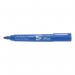 This photo features a pack of 12 5 Star Permanent Markers in blue ink. The markers have a bullet tip with a 2mm line and are Xylene and Toluene-free, ensuring a smear-proof finish. The packaging proudly displays the 5 Star Office logo.