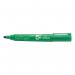 This picture shows a pack of 12 5 Star Permanent Markers with a green bullet tip. The markers are Xylene and Toluene-free, making them safe for use. They have a 2mm line width and are smear-proof, ensuring clean lines and precise writing. These markers are perfect for any office or personal use.