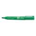 The photograph shows a pack of 12 bright green 5 Star Permanent Markers, with bullet tips that are 2mm thick. The markers are guaranteed to be smear-proof and are free of Xylene and Toluene, making them safe for use. Perfect for office or creative use.