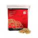 The image shows a bag of 5 Star Rubber Bands, with approximately 2000 bands inside weighing 0.454kg. Each band is No.16 and measures 63x1.5mm. The bands are neatly packed together and ready to be used for various purposes.