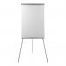 The photo shows two 5 Star flipchart easels with telescopic legs, each holding a whiteboard measuring W670xH990mm. The sleek grey trim adds a professional touch to the overall appearance. These easels feature a sturdy frame and can be adjusted to a height of W700xD82xH1900mm. Perfect for presentations, meetings, or brainstorming sessions.