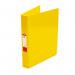 The photo shows ten yellow 5 Star Office 2 O-Ring Binders, each with a 5 star logo on the cover. The binders have a standard A4 size and a ring mechanism on the spine. They are neatly stacked on top of each other, with a subtle shine on the plastic covers.