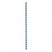 The photo shows a pack of 100 blue, 6mm 21-ring plastic binding combs, designed to hold up to 25 A4 sheets. These top-quality Spicers combs from 5 Star Office are perfect for securing and organizing your documents.