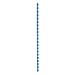 The picture shows a pack of 100 blue plastic binding combs, each with 21 rings and a 6mm capacity. They are designed for use with A4 size sheets and can hold up to 25 sheets at a time. The combs are made by Spicers and feature the 5 Star Office branding.