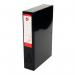 The photo shows five black box files, neatly organized next to each other. Each file has a silver label on the spine indicating it is a 5 Star Office product. The files are labeled as Foolscap indicating their size and are designed to hold important documents securely. The files have a glossy finish and a sturdy construction, ensuring durability. A closer look reveals that the files have a textured surface, providing a better grip while handling. Overall, the photo portrays these 5 Star box files as a practical and professional storage solution for any office setting.