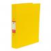 The photo shows a pack of 10 yellow 2-ring A4 binders from 5 Star Office, made of polypropylene and featuring a 5 star design. The binders are durable and ideal for organizing documents.