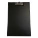 This image shows five star clipboards from 5 Star Office. The clipboards have a fold over design, with a sleek executive PVC finish and a pocket. They are in the size of foolscap and come in the color black.