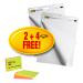 A stack of 30 self-adhesive Post-It flipchart pads, each with 762x635mm dimensions. The pack comes with 4 free note pads, for a total of 2 packs. Perfect for brainstorming or presentations.