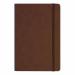 A professional-looking notebook with a smooth, soft cover in a tan color. The ruled pages are a light cream color, with a marker ribbon to easily keep your place. There are 160 pages in a convenient A5 size.