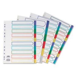Cheap Stationery Supply of Concord Dividers 6-Part Polypropylene Reinforced Coloured-Tabs 120 Micron A4 White 65889 393164 Office Statationery