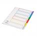 Concord Dividers 6-Part Polypropylene Reinforced Coloured-Tabs 120 Micron A4 White Ref 65889