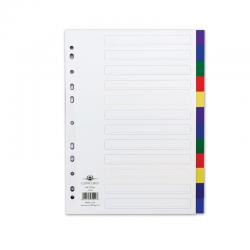Cheap Stationery Supply of Concord Dividers 12-Part Polypropylene Reinforced Coloured-Tabs 120 Micron A4 White 65999 393172 Office Statationery