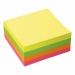 The picture shows a 5 Star branded Post-it and Re-Move products, including a cube pad of 400 sheets. The pad measures 76x76mm and features a neon rainbow design. This package is labelled with the product code 397980.