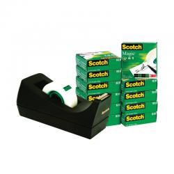 Cheap Stationery Supply of Scotch Magic Tape 810 19mm x 33m (Pack of 12) with Free Dispenser SM12 3M25910 Office Statationery