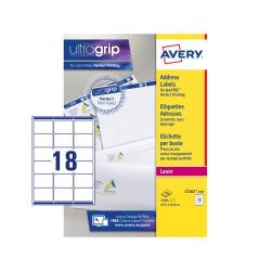 Cheap Stationery Supply of Avery Addressing Labels Laser Jam-free 18 per Sheet 63.5x46.6mm White L7161-250 4500 Labels 40379X Office Statationery