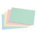 The picture shows a stack of 5 Star Office record cards, measuring 6x4in (152x102mm). The cards are assorted in color and are ruled on both sides. The image also includes a 5 Star card indexing system to help keep the cards organized. There are 100 cards in the pack.