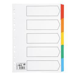 Cheap Stationery Supply of 5 Star Office Subject Dividers 5-Part Multipunched Mylar-reinforced Multicolour-Tabs 150gsm A4 White 464343 Office Statationery