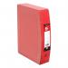 In the photo, you can see a red Spicers box file with a capacity of 70mm, designed with durable polypropylene material. The box file features a twin clip lock mechanism, ensuring secure storage and organization of documents. It is designed in the foolscap size, perfect for holding larger papers. The overall appearance is professional and functional, ideal for any office setting.