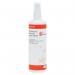 The image shows a 250ml pump spray bottle of Spicers Whiteboard Cleaning fluid. The label indicates that it is non-flammable and suitable for use on drywipe surfaces. The bottle is white with a blue cap and features the Spicers logo.