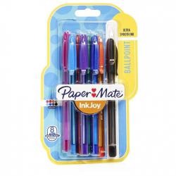 Cheap Stationery Supply of Paper Mate InkJoy 100 Ball Pen Medium 1.0 Tip 0.7mm Line Assorted 1956737 Pack of 8 481561 Office Statationery