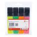 
The photo shows four 5 Star highlighters in assorted colors, each with a chisel tip and 1-5mm line width. They are neatly organized in a wallet-style packaging. The bright colors stand out against a white background, making them easy to spot.