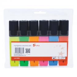 Cheap Stationery Supply of 5 Star Office Highlighter Chisel Tip 1-5mm Line Wallet Assorted Pack of 6 500925 Office Statationery