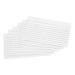 The photograph shows a pack of 100 5x3 inch white office record cards with a 5 star rating. The cards have ruled lines on both sides and are organized neatly in a card indexing system. The clean and professional-looking cards are ready to be filled with important information or data.